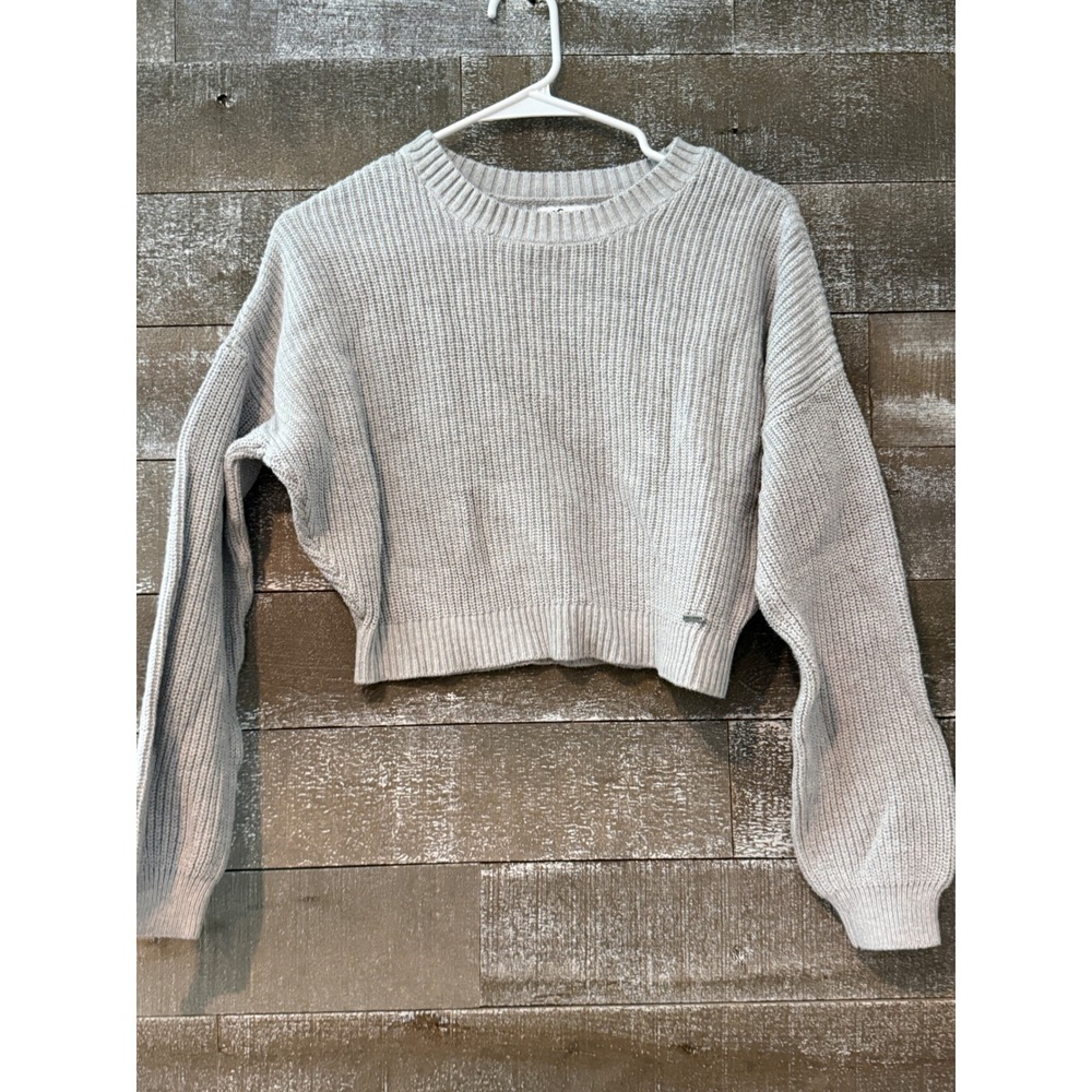 Hollister Cropped Sweater Womens Size S Gray